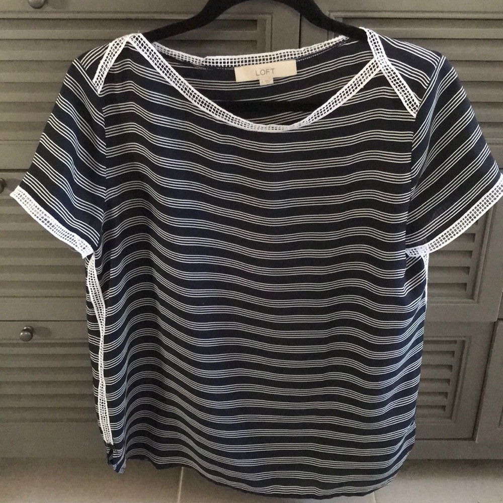 Navy and white blouse